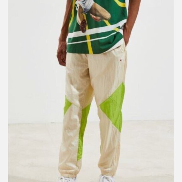 Champion Pants Men's XL Green Colorblock Windbreaker Running Joggers NWT - Picture 1 of 10